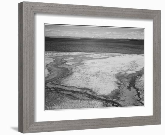 Yellowstone Lake-Hot Springs Overflow Yellowstone National Park Wyoming. 1933-1942-Ansel Adams-Framed Art Print