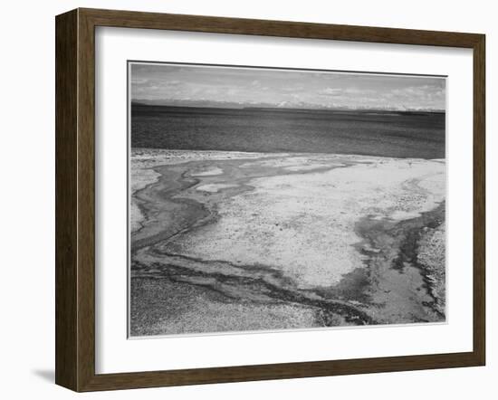 Yellowstone Lake-Hot Springs Overflow Yellowstone National Park Wyoming. 1933-1942-Ansel Adams-Framed Art Print