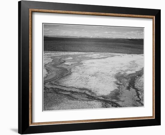 Yellowstone Lake-Hot Springs Overflow Yellowstone National Park Wyoming. 1933-1942-Ansel Adams-Framed Art Print