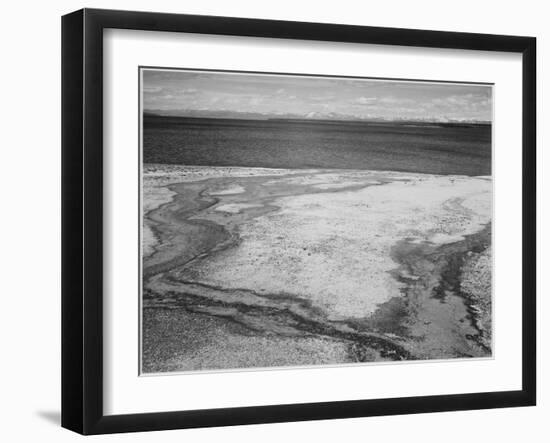 Yellowstone Lake-Hot Springs Overflow Yellowstone National Park Wyoming. 1933-1942-Ansel Adams-Framed Art Print