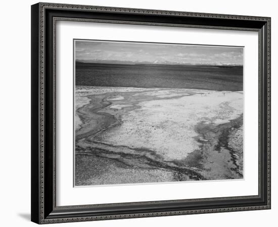 Yellowstone Lake-Hot Springs Overflow Yellowstone National Park Wyoming. 1933-1942-Ansel Adams-Framed Art Print