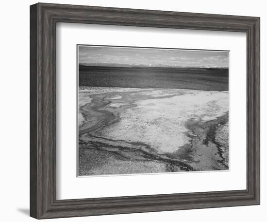 Yellowstone Lake-Hot Springs Overflow Yellowstone National Park Wyoming. 1933-1942-Ansel Adams-Framed Art Print