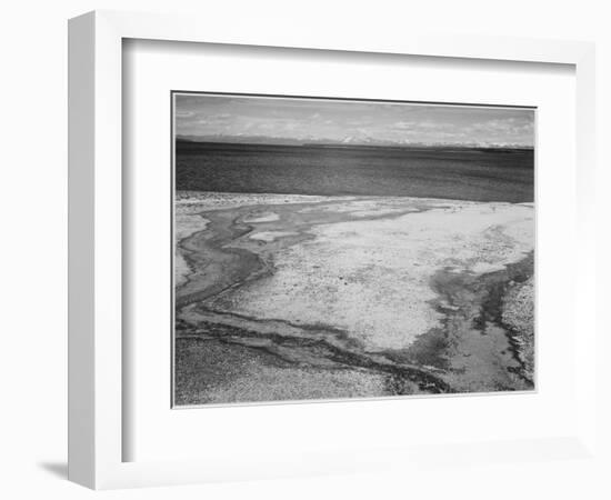 Yellowstone Lake-Hot Springs Overflow Yellowstone National Park Wyoming. 1933-1942-Ansel Adams-Framed Art Print