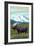 Yellowstone Nat'l Park - Moose & Mountain-Lantern Press-Framed Art Print