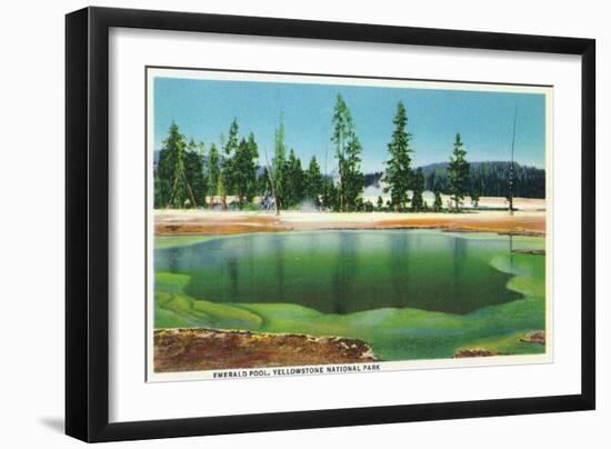 Yellowstone Nat'l Park, Wyoming - Emerald Pool Scene-Lantern Press-Framed Art Print