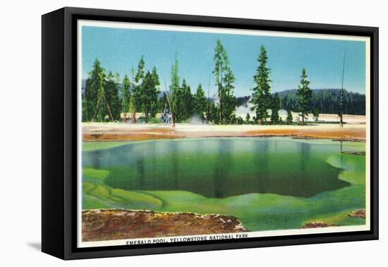 Yellowstone Nat'l Park, Wyoming - Emerald Pool Scene-Lantern Press-Framed Stretched Canvas