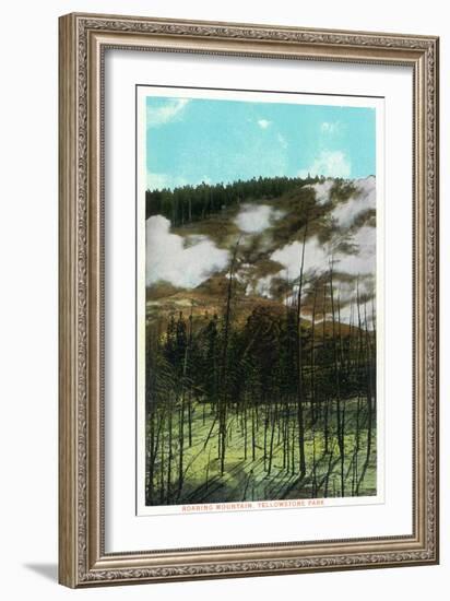 Yellowstone Nat'l Park, Wyoming - Roaring Mountain Scene-Lantern Press-Framed Art Print