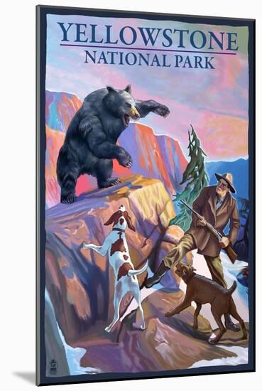 Yellowstone National Park - Bear Hunting Scene-Lantern Press-Mounted Art Print