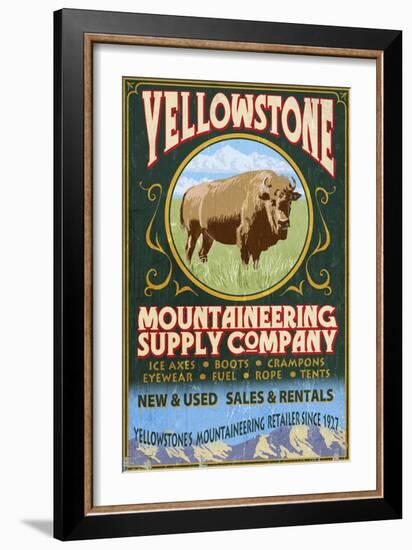 Yellowstone National Park - Bison Mountaineering-Lantern Press-Framed Art Print