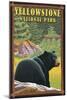 Yellowstone National Park - Black Bear in Forest-Lantern Press-Mounted Art Print