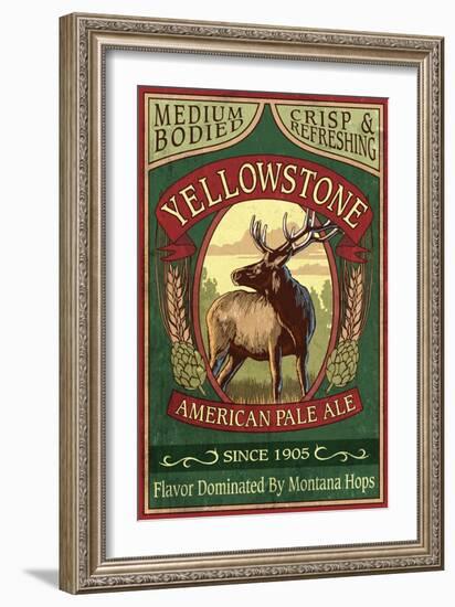 Yellowstone National Park - Elk Ale-Lantern Press-Framed Art Print