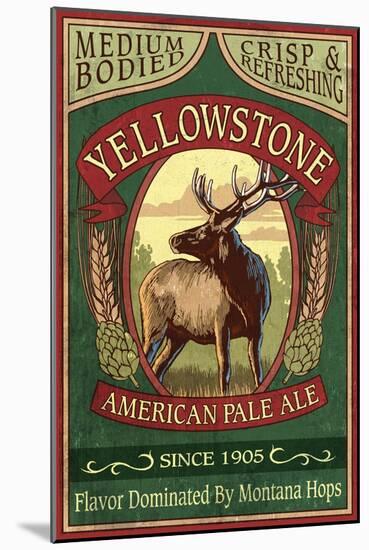 Yellowstone National Park - Elk Ale-Lantern Press-Mounted Art Print