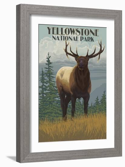 Yellowstone National Park - Elk in Forest-Lantern Press-Framed Art Print