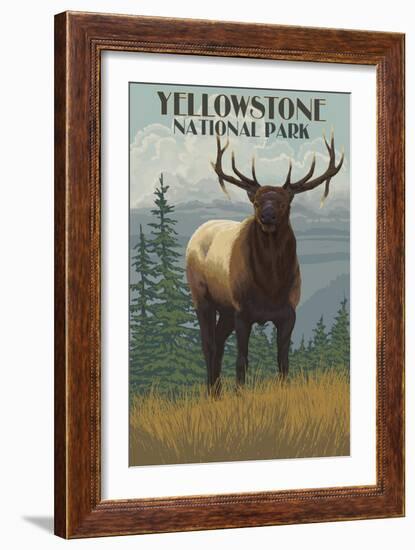 Yellowstone National Park - Elk in Forest-Lantern Press-Framed Art Print