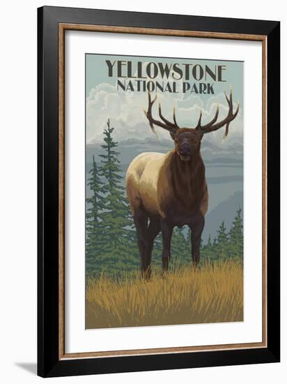 Yellowstone National Park - Elk in Forest-Lantern Press-Framed Art Print