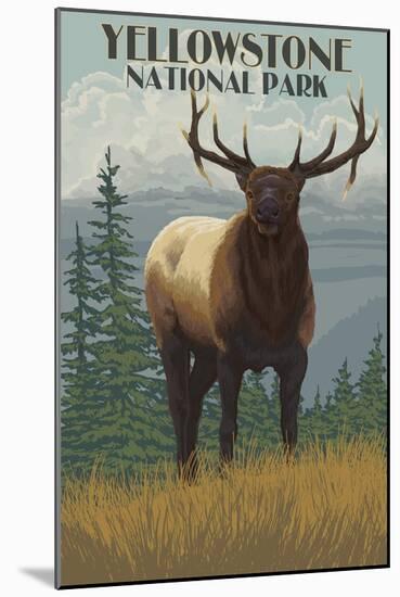 Yellowstone National Park - Elk in Forest-Lantern Press-Mounted Art Print