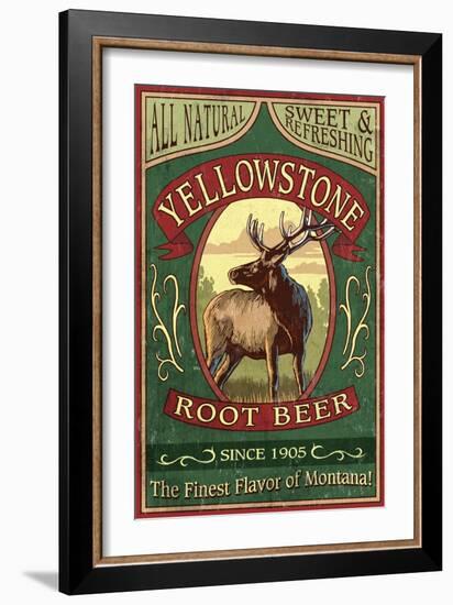 Yellowstone National Park - Elk Root Beer-Lantern Press-Framed Art Print