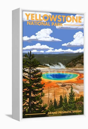 Yellowstone National Park - Grand Prismatic Spring-Lantern Press-Framed Stretched Canvas