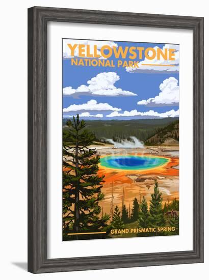 Yellowstone National Park - Grand Prismatic Spring-Lantern Press-Framed Premium Giclee Print