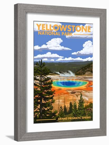 Yellowstone National Park - Grand Prismatic Spring-Lantern Press-Framed Premium Giclee Print