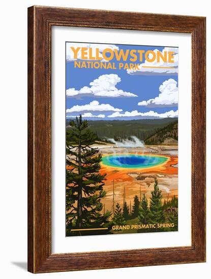 Yellowstone National Park - Grand Prismatic Spring-Lantern Press-Framed Premium Giclee Print