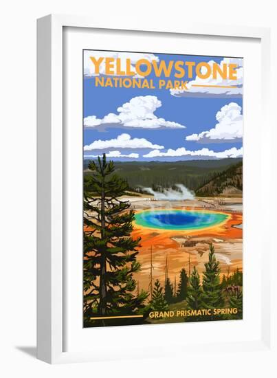 Yellowstone National Park - Grand Prismatic Spring-Lantern Press-Framed Premium Giclee Print