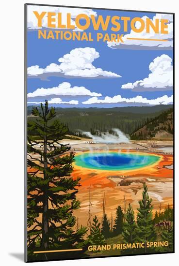 Yellowstone National Park - Grand Prismatic Spring-Lantern Press-Mounted Premium Giclee Print