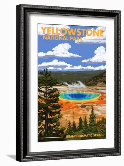 Yellowstone National Park - Grand Prismatic Spring-Lantern Press-Framed Premium Giclee Print