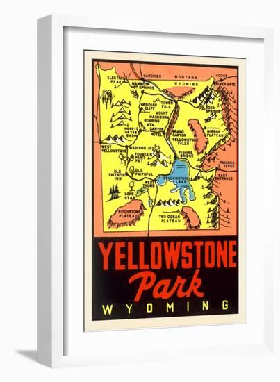 Yellowstone National Park Map, Montana-null-Framed Art Print