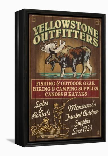 Yellowstone National Park - Moose Outfitters-Lantern Press-Framed Stretched Canvas