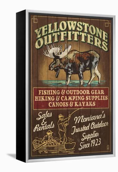 Yellowstone National Park - Moose Outfitters-Lantern Press-Framed Stretched Canvas