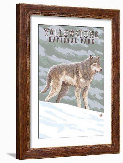 Yellowstone National Park - Wolf in Forest-Lantern Press-Framed Art Print