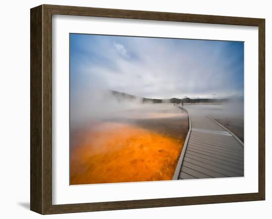 Yelowstone, Wy: While Walking on the Boardwalk That Surrounds the Grand Parismatic Geyser-Brad Beck-Framed Photographic Print