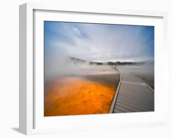 Yelowstone, Wy: While Walking on the Boardwalk That Surrounds the Grand Parismatic Geyser-Brad Beck-Framed Photographic Print