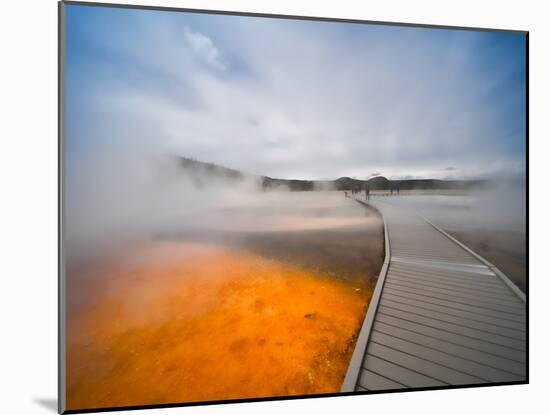 Yelowstone, Wy: While Walking on the Boardwalk That Surrounds the Grand Parismatic Geyser-Brad Beck-Mounted Photographic Print