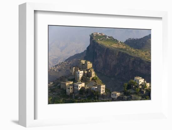 Yemen, Al Mahwit Province, Al Karn, Mountain Village, Elevated View-Peter Adams-Framed Photographic Print