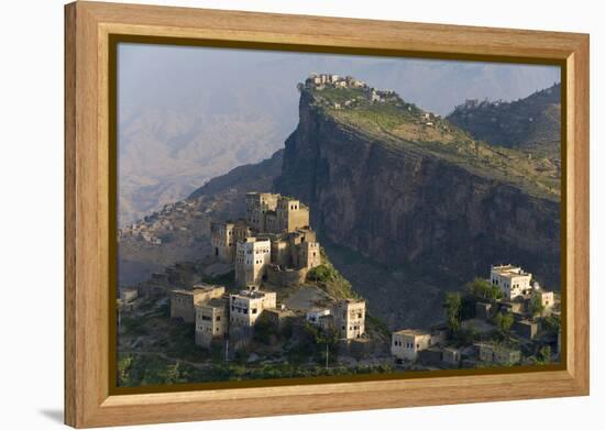 Yemen, Al Mahwit Province, Al Karn, Mountain Village, Elevated View-Peter Adams-Framed Premier Image Canvas