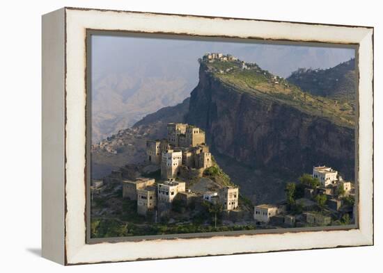 Yemen, Al Mahwit Province, Al Karn, Mountain Village, Elevated View-Peter Adams-Framed Premier Image Canvas