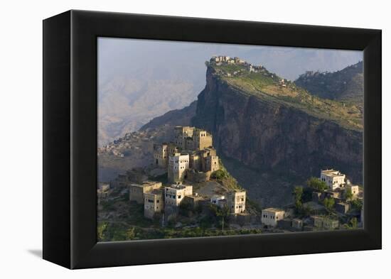 Yemen, Al Mahwit Province, Al Karn, Mountain Village, Elevated View-Peter Adams-Framed Premier Image Canvas