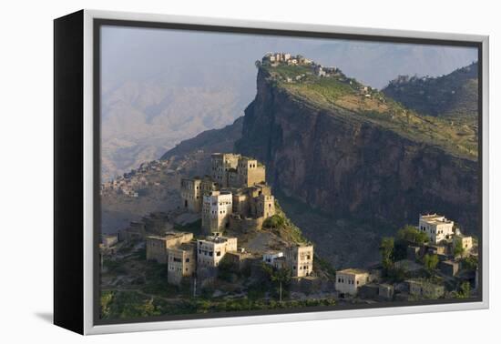 Yemen, Al Mahwit Province, Al Karn, Mountain Village, Elevated View-Peter Adams-Framed Premier Image Canvas