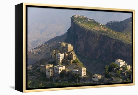Yemen, Al Mahwit Province, Al Karn, Mountain Village, Elevated View-Peter Adams-Framed Premier Image Canvas