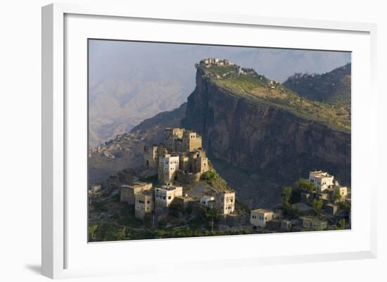 Yemen, Al Mahwit Province, Al Karn, Mountain Village, Elevated View-Peter Adams-Framed Photographic Print