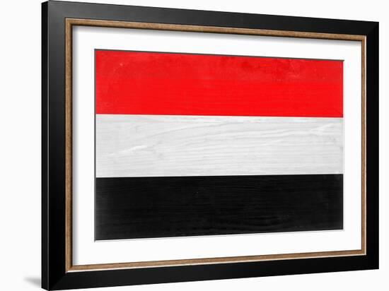 Yemen Flag Design with Wood Patterning - Flags of the World Series-Philippe Hugonnard-Framed Premium Giclee Print