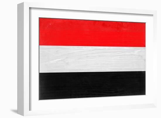 Yemen Flag Design with Wood Patterning - Flags of the World Series-Philippe Hugonnard-Framed Premium Giclee Print