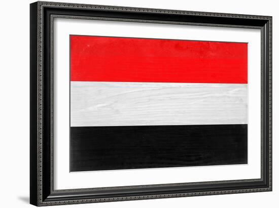 Yemen Flag Design with Wood Patterning - Flags of the World Series-Philippe Hugonnard-Framed Premium Giclee Print