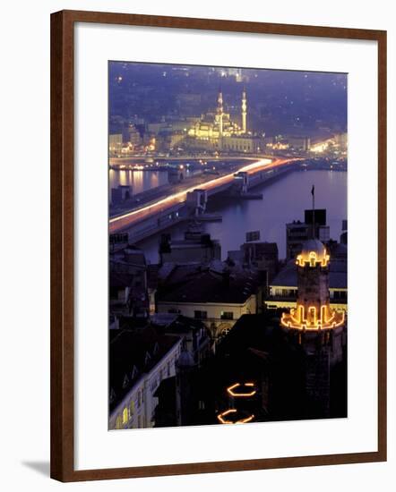 Yeni Mosque and the Galata Bridge, Istanbul, Turkey-Ali Kabas-Framed Photographic Print