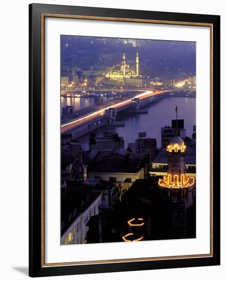 Yeni Mosque and the Galata Bridge, Istanbul, Turkey-Ali Kabas-Framed Photographic Print