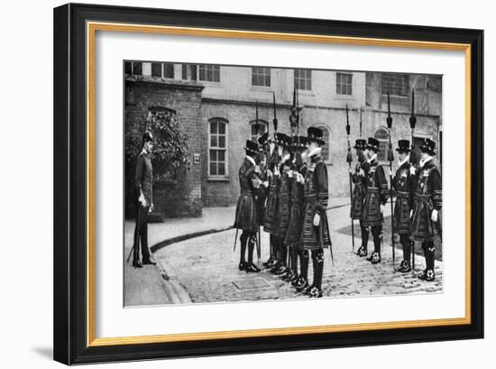 Yeomen Warders on Parade at the Tower of London, 1926-1927-null-Framed Giclee Print