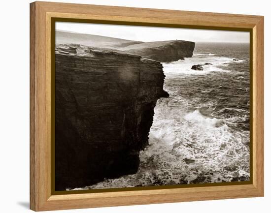 Yesneby Point - Rough Sea Cliffs Waves Crashing Into the Base of the Cliff Water Ocean-null-Framed Premier Image Canvas