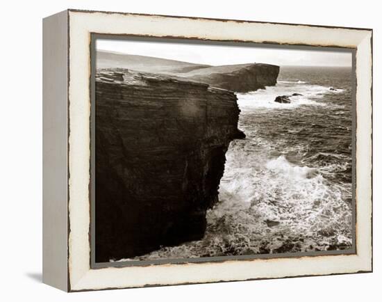 Yesneby Point - Rough Sea Cliffs Waves Crashing Into the Base of the Cliff Water Ocean-null-Framed Premier Image Canvas